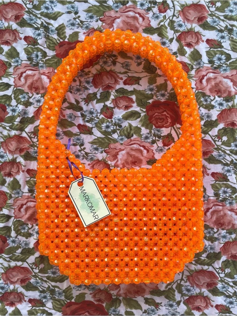 ✨*STUNNING* MARKOMAR Handmade Orange Crystal Beaded Shoulder Bag✨